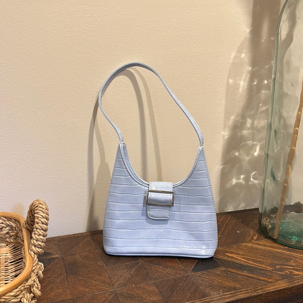Urban Outfitters faux croc baby blue shoulder bag